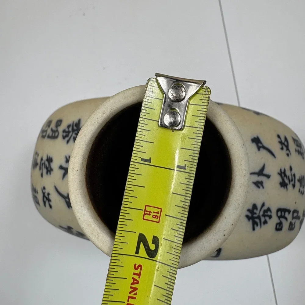 Vintage Oriental Porcelain Vase Blue White Calligraphy Gourd‎ Shape